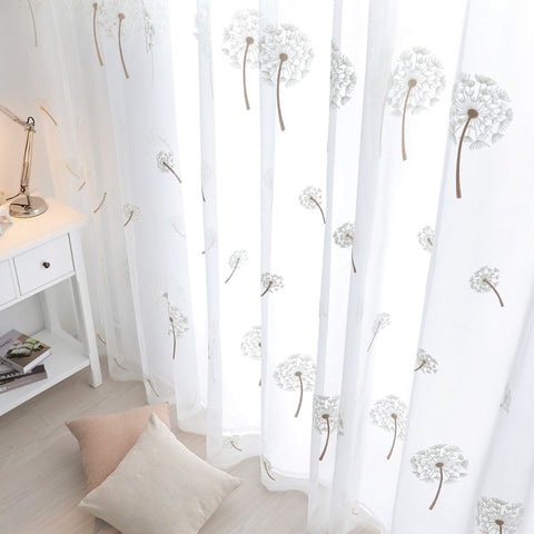 White Dandelion Sheer Curtains